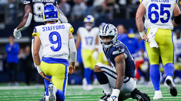 Los Angeles Rams QB Matthew Stafford and Dallas Cowboys defender Micah Parsons.